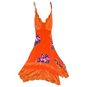 Free People Matilda Jane Orange Crossback Floral and Lace Dress